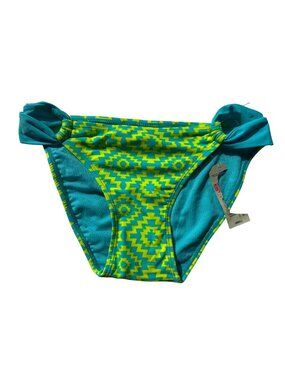 Arizona Geometric Bikini Bottom Small Turquoise Lime Boho Cheeky Mix and Match